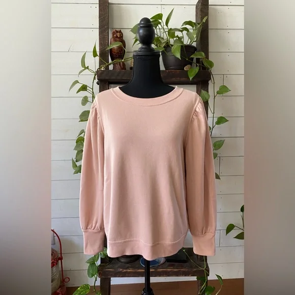 Nine West: Chic Blush Crewneck Sweater with Puff Shoulders - Picture 3 of 16